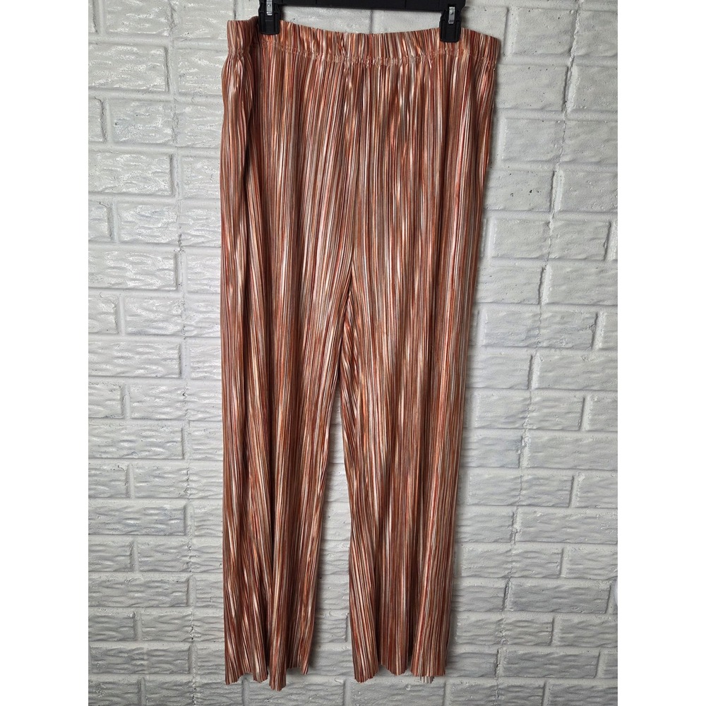 Steve Madden Peach Metallic Pleated Wide Leg Pants